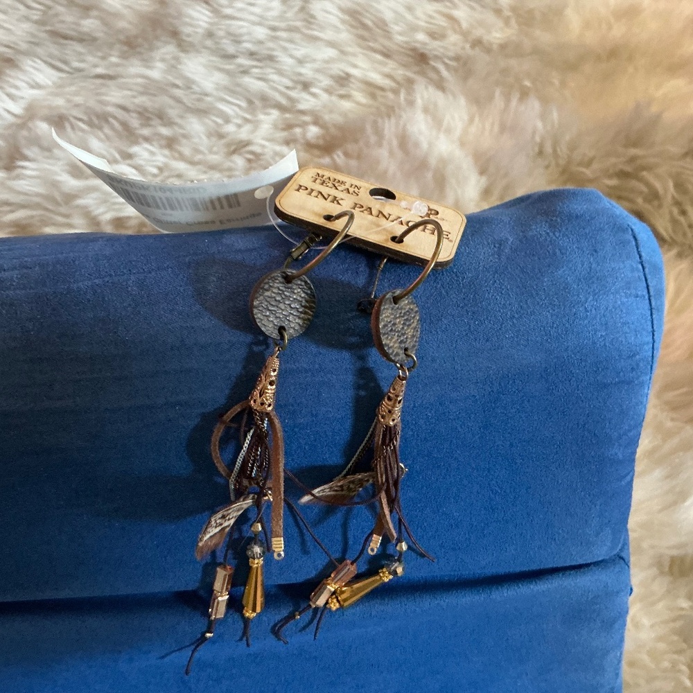 NWT Pink Panache LV upcycled earrings